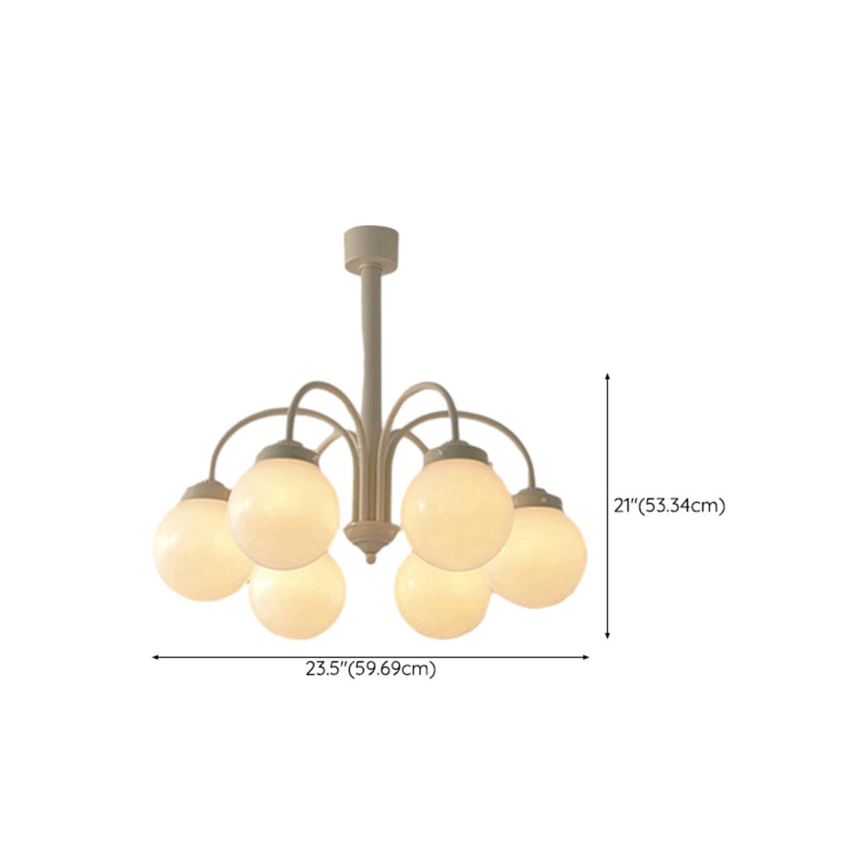 Contemporary 5-Light Beige White Glass Globe Chandelier Image - 16