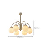 Contemporary 5-Light Beige White Glass Globe Chandelier Image - 16