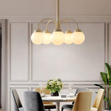 Contemporary 5-Light Beige White Glass Globe Chandelier Image - 2