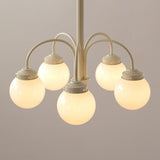 Contemporary 5-Light Beige White Glass Globe Chandelier Image - 7