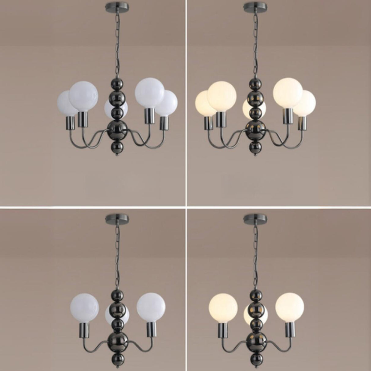 Contemporary 8-Light Milk Glass Globe Chandelier Image - 10