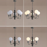 Contemporary 8-Light Milk Glass Globe Chandelier Image - 10