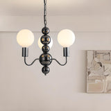 Contemporary 8-Light Milk Glass Globe Chandelier Image - 2