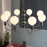 Contemporary 8-Light Milk Glass Globe Chandelier Image - 4