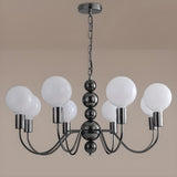 Contemporary 8-Light Milk Glass Globe Chandelier Image - 5