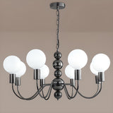 Contemporary 8-Light Milk Glass Globe Chandelier Image - 6