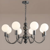 Contemporary 8-Light Milk Glass Globe Chandelier Image - 7