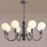 Contemporary 8-Light Milk Glass Globe Chandelier Image - 8