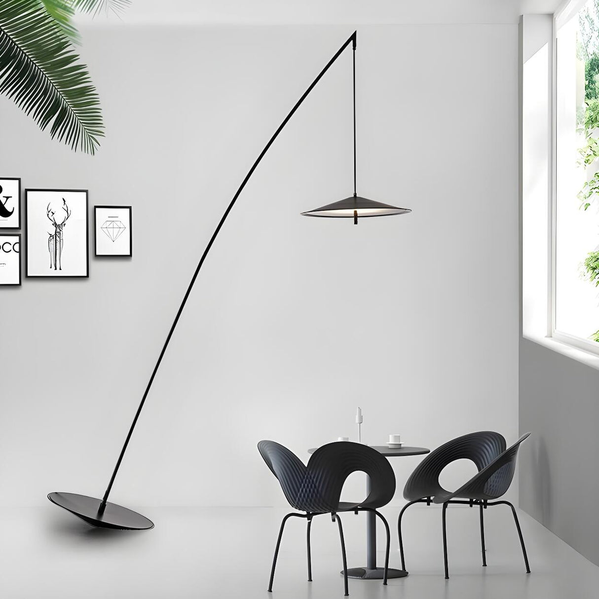 Contemporary Adjustable Cone and Arched Floor Lamp Image - 2