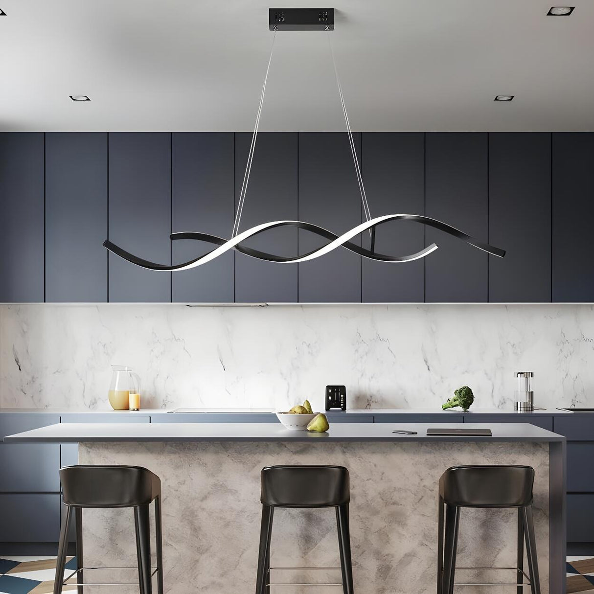 Contemporary Adjustable Wave LED Island Pendant Light Image - 1