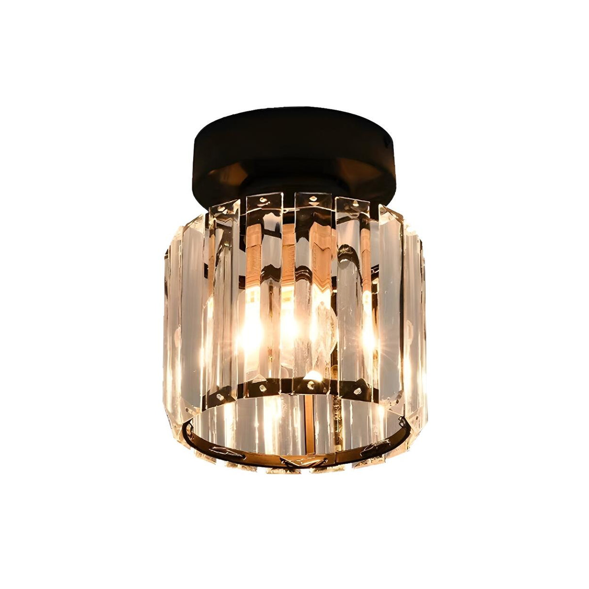 Contemporary Aisle Black Cube Crystal Flush Mount Light Image - 4