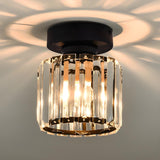 Contemporary Aisle Black Cube Crystal Flush Mount Light Image - 5