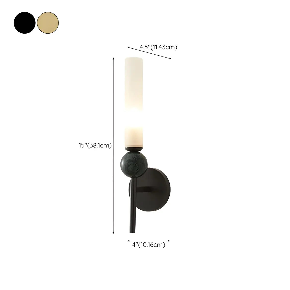 Contemporary Alabaster Brass Cylinder Living Room Wall Lamp Image - 14