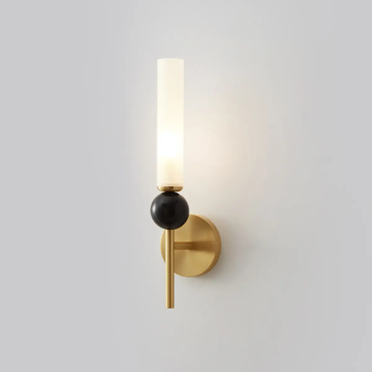 Contemporary Alabaster Brass Cylinder Living Room Wall Lamp Image - 3