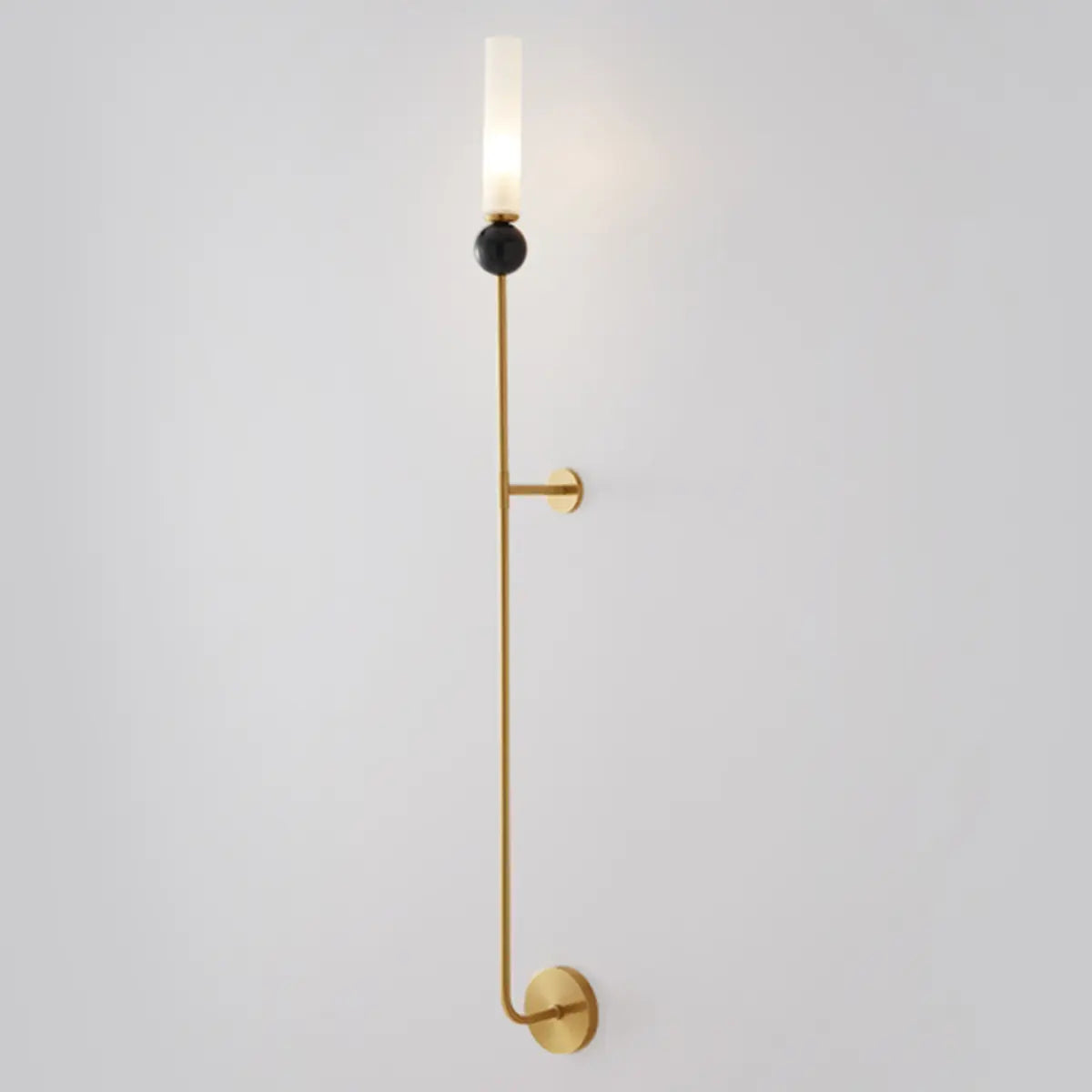 Contemporary Alabaster Brass Cylinder Living Room Wall Lamp Image - 5