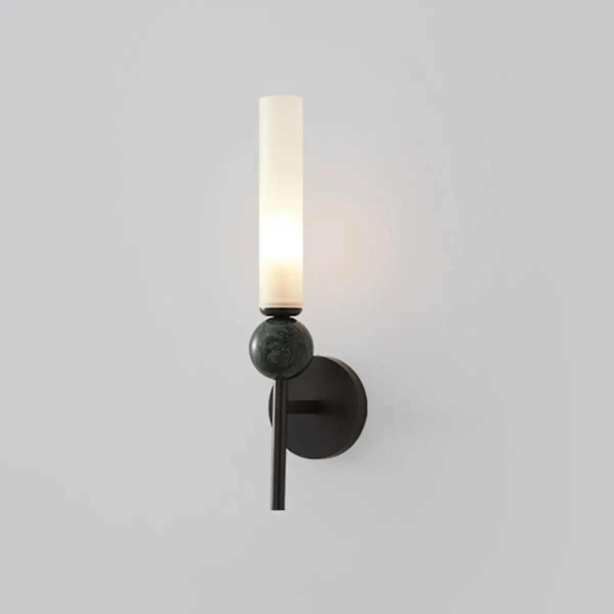 Contemporary Alabaster Brass Cylinder Living Room Wall Lamp Image - 9