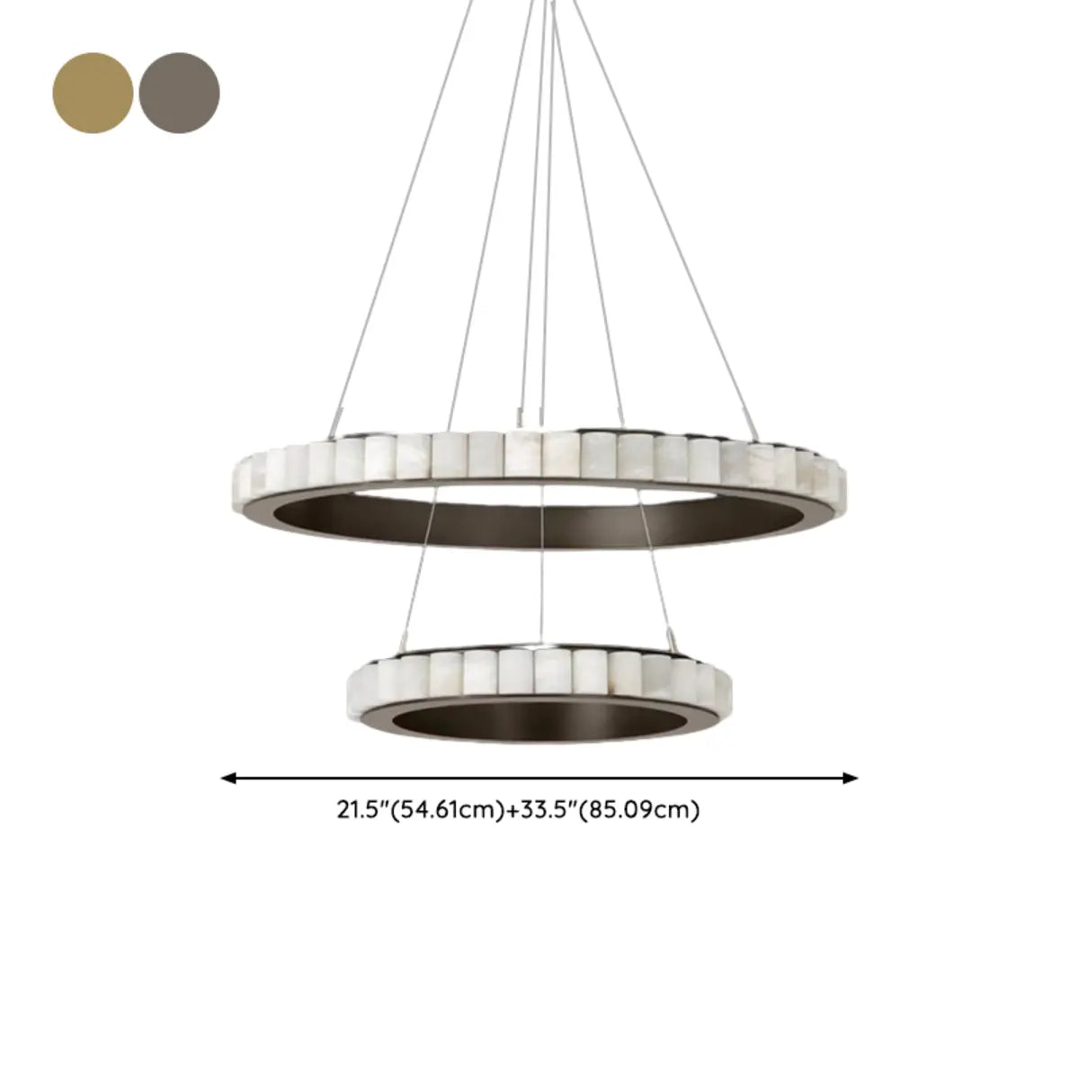 Contemporary Alabaster Circular 2 Tiers Hanging Chandelier Image - 17