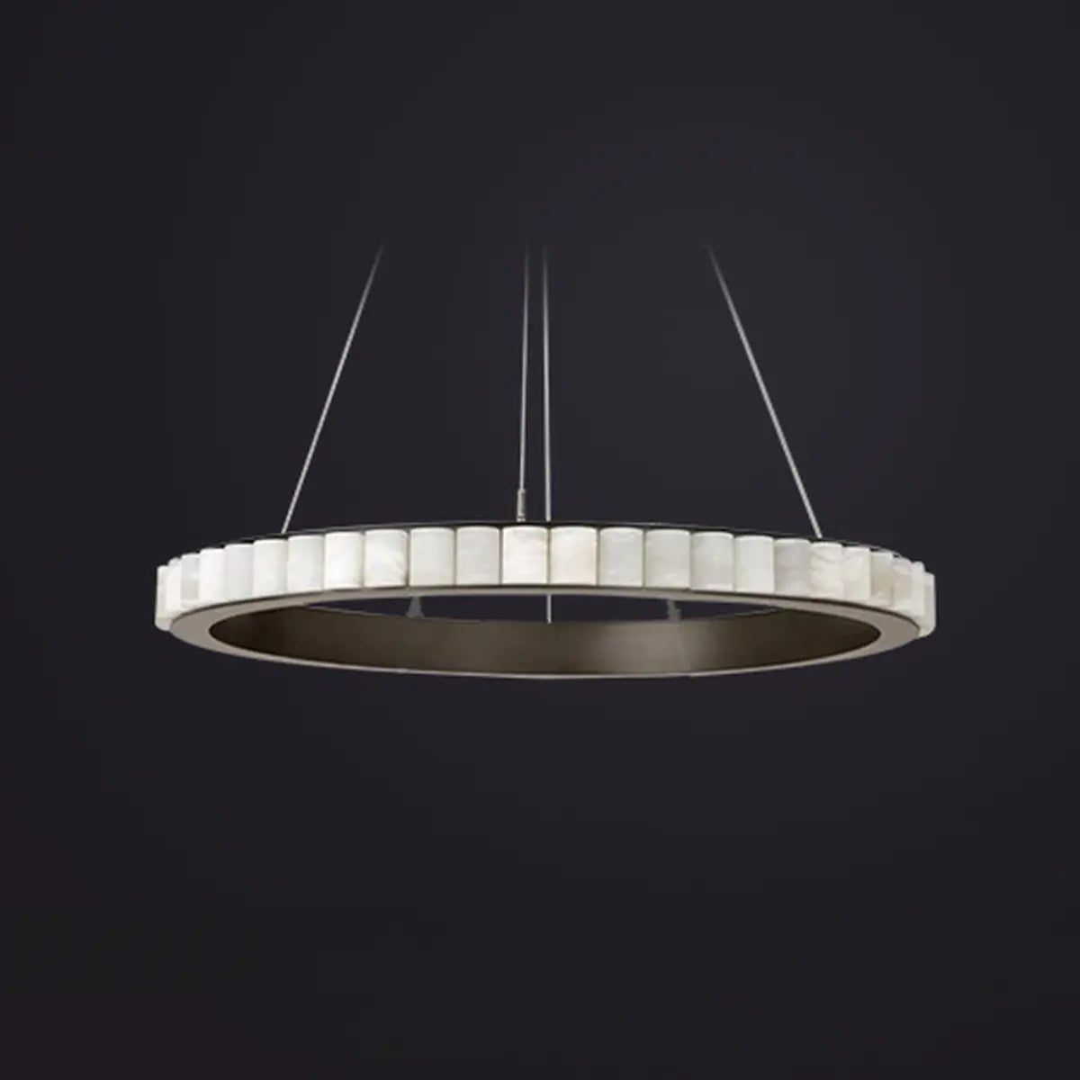 Contemporary Alabaster Circular 2 Tiers Hanging Chandelier Image - 6