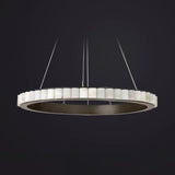 Contemporary Alabaster Circular 2 Tiers Hanging Chandelier Image - 5