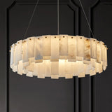 Contemporary Alabaster Circular Chandelier for Living Room Image - 12