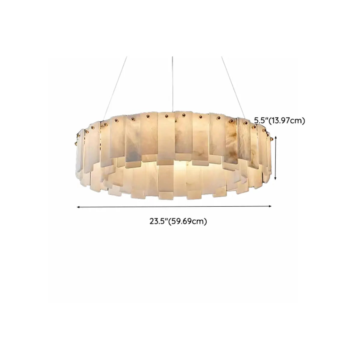 Contemporary Alabaster Circular Chandelier for Living Room Image - 15