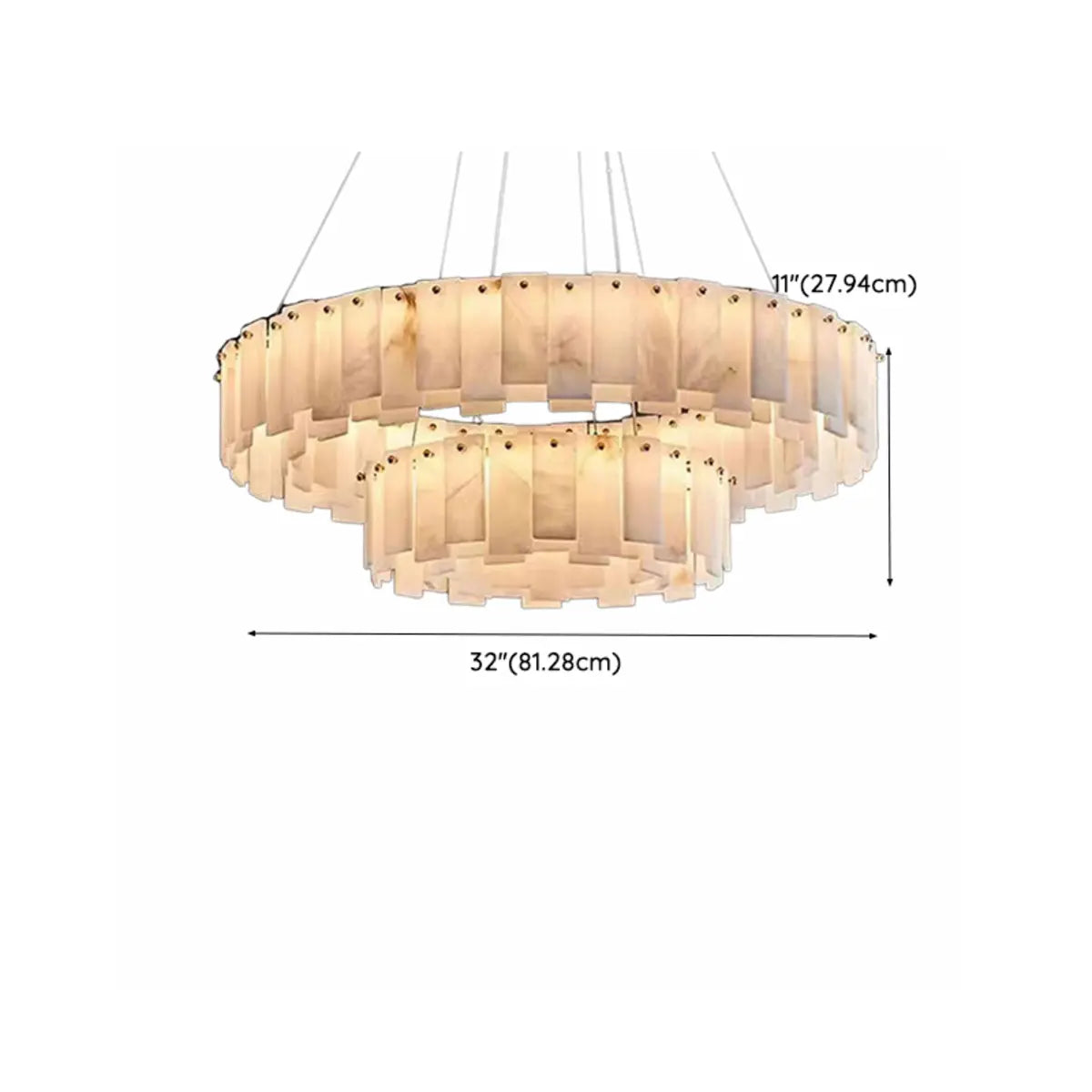 Contemporary Alabaster Circular Chandelier for Living Room Image - 18