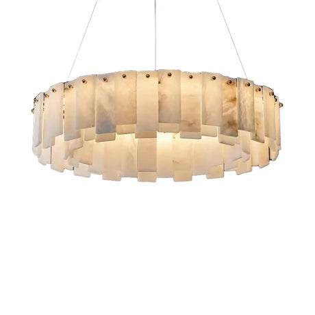 Contemporary Alabaster Circular Chandelier for Living Room Image - 2