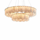 Contemporary Alabaster Circular Chandelier for Living Room Image - 3