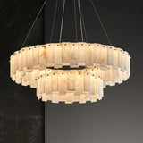 Contemporary Alabaster Circular Chandelier for Living Room Image - 6