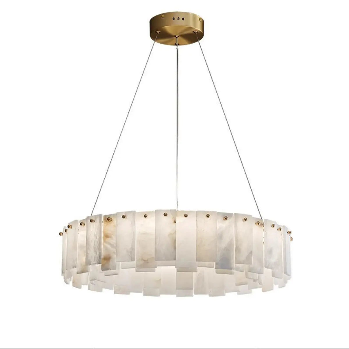 Contemporary Alabaster Circular Chandelier for Living Room Image - 7