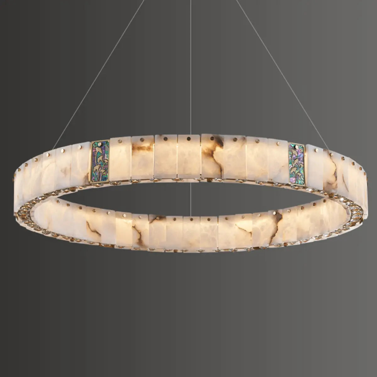 Contemporary Alabaster Circular Living Room Chandelier Image - 12