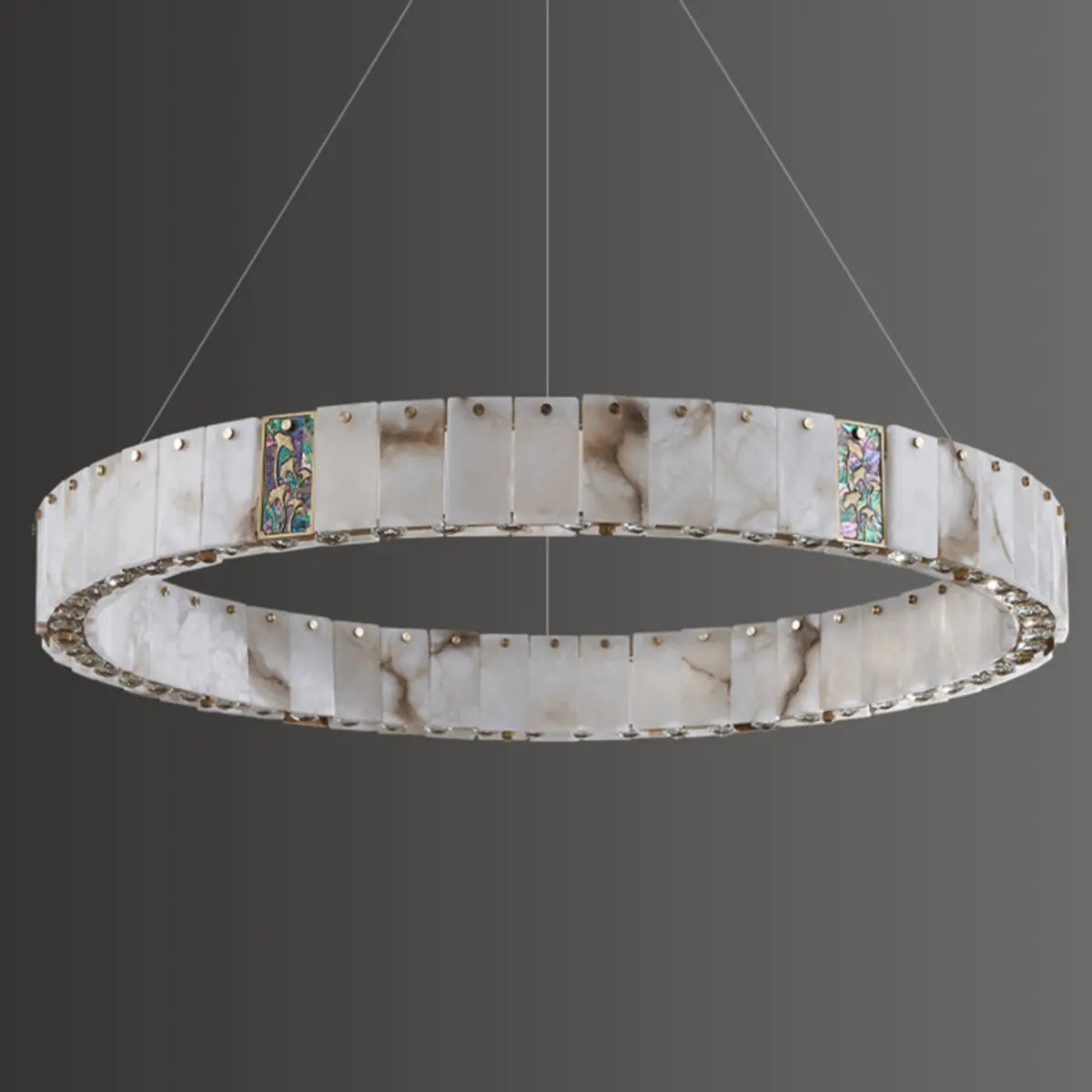 Contemporary Alabaster Circular Living Room Chandelier Image - 13