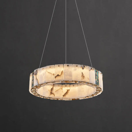 Contemporary Alabaster Circular Living Room Chandelier Image - 2