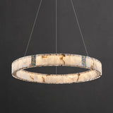 Contemporary Alabaster Circular Living Room Chandelier Image - 5