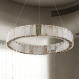 Contemporary Alabaster Circular Living Room Chandelier Image - 6