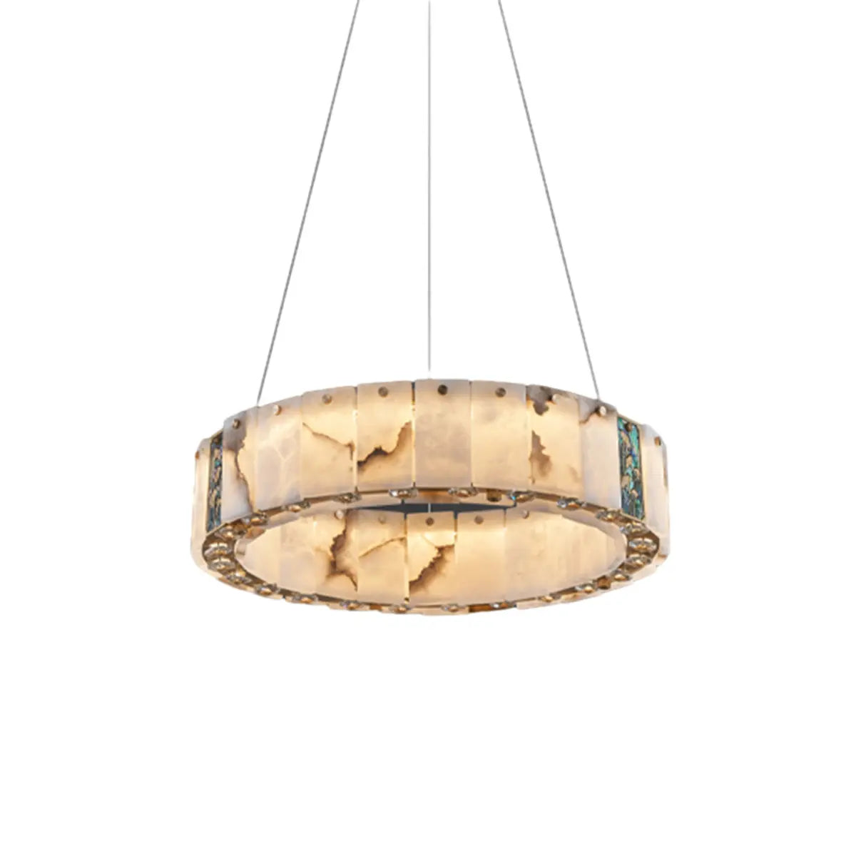 Contemporary Alabaster Circular Living Room Chandelier Image - 8