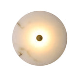 Contemporary Alabaster Circular Round White Wall Lamp Image - 10