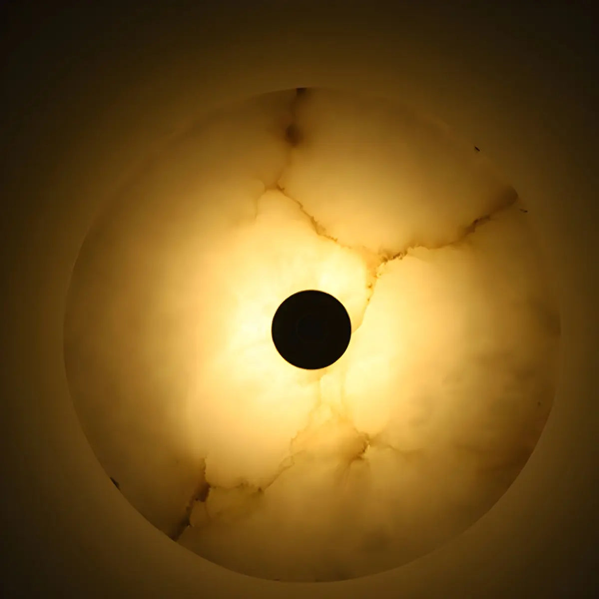 Contemporary Alabaster Circular Round White Wall Lamp Image - 15