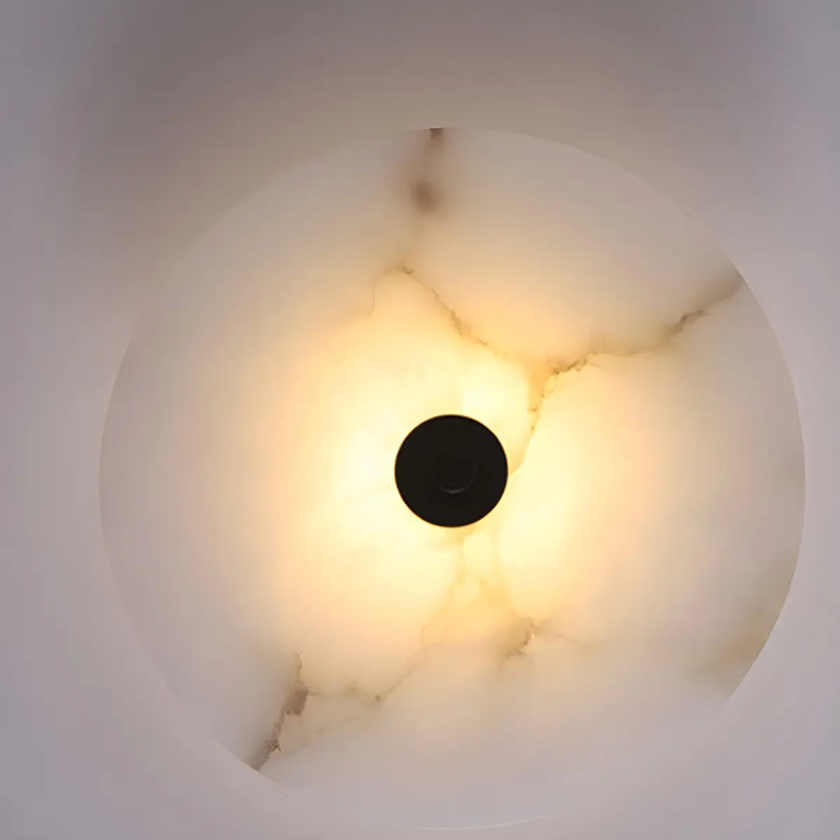 Contemporary Alabaster Circular Round White Wall Lamp Image - 16