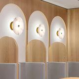 Contemporary Alabaster Circular Round White Wall Lamp Image - 18