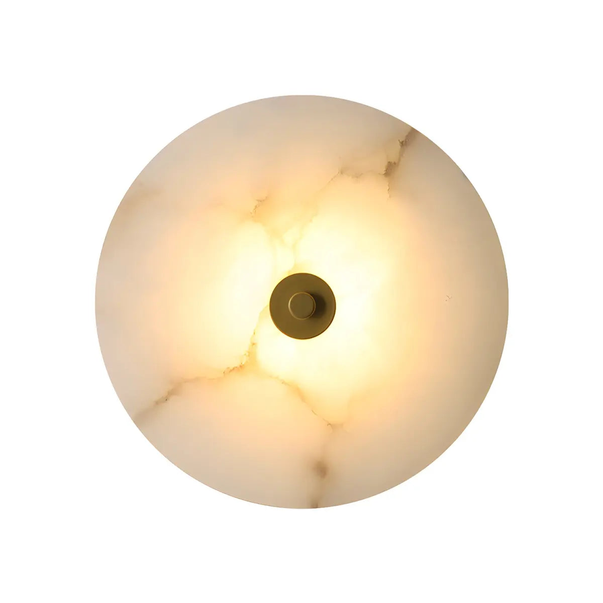 Contemporary Alabaster Circular Round White Wall Lamp Image - 9