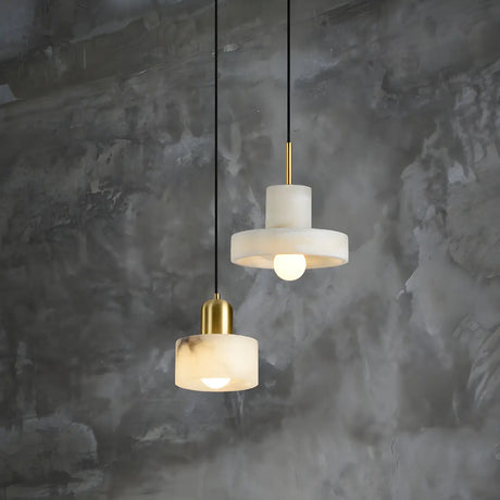 Contemporary Alabaster Cylinder Bedroom Pendant Light Image - 1