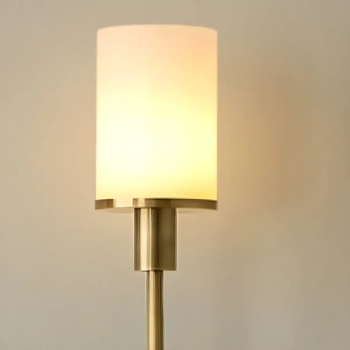 Contemporary Alabaster Cylinder Gold Foyer Wall Sconce Image - 10