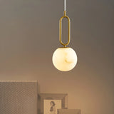 Contemporary Alabaster Globe Living Room Pendant Light Image - 11