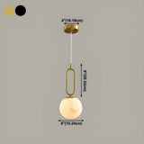 Contemporary Alabaster Globe Living Room Pendant Light #size