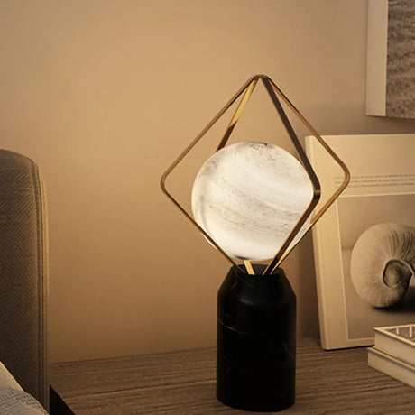 Contemporary Alabaster Globe Table Lamp for Living Room Image - 2