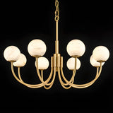 Contemporary Alabaster Gold Branch Globe Hanging Chandelier Image - 10