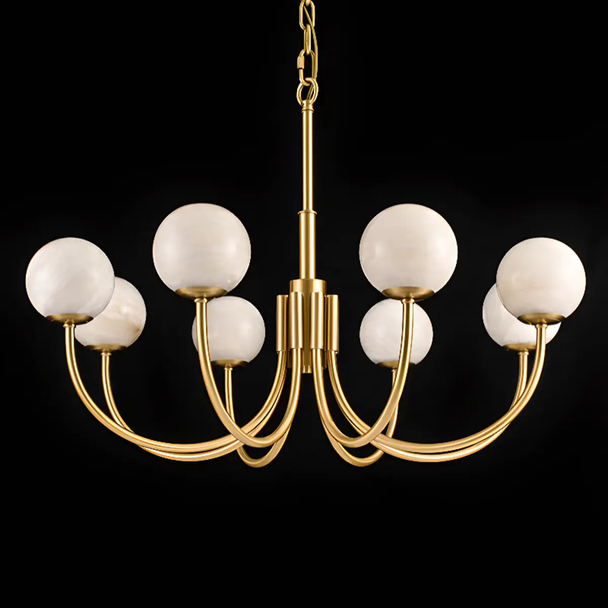 Contemporary Alabaster Gold Branch Globe Hanging Chandelier Image - 11