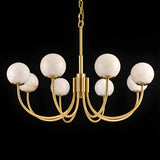 Contemporary Alabaster Gold Branch Globe Hanging Chandelier Image - 11