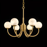 Contemporary Alabaster Gold Branch Globe Hanging Chandelier Image - 12